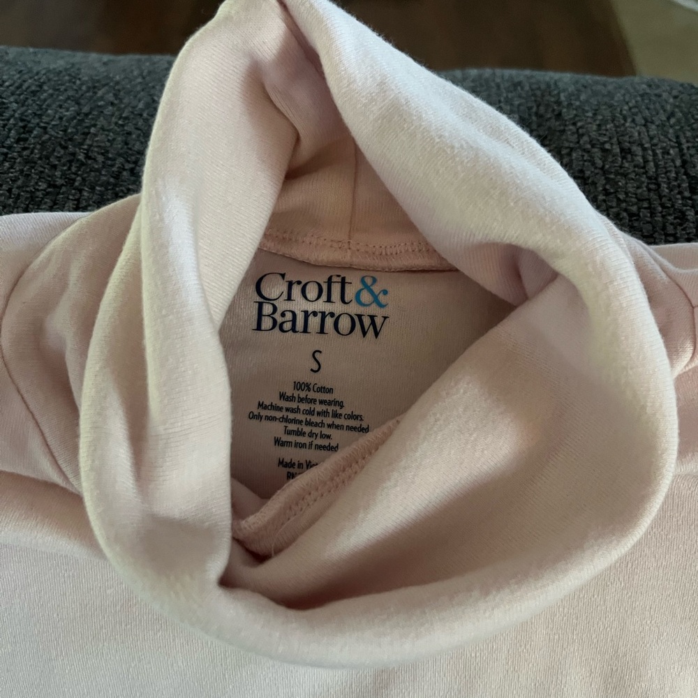 Croft & Barrow Women's Soft Pink Cowl Neck Sweater